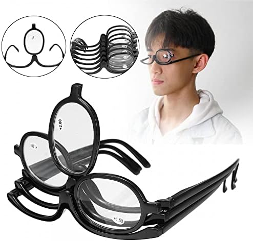 Magnifying Makeup Reading Glasses Flip Lens Make Up Eye Glasses for Women +1.00 ~ +4.00