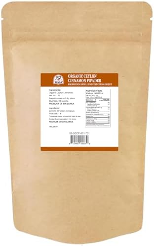 52USA Organic Ceylon Cinnamon Powder, 1lb Resealable Bag | True Cinnamon from Sri Lanka, Non-GMO, Gluten-Free, Freshly Ground for Baking, Cooking & Beverages