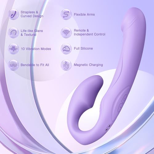 Tracy's Dog Strapless Strap-On Dildo Female Sex Toys, Velvety-Soft Double-Ended Anal Dildos, 10 Vibrations, Remote Control, Wearable G-Spot Vibrator Adult Toys for Women Lesbians & Couples (Cushify)