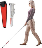 Flash folding blind cane - 4 Sections Aluminum alloy Folding Walking Cane for The Blind,with Sound and Light Voice Alarm + red reflective film(White,A(132cm/52in))