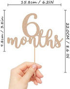6 Months Cake Topper - Golden Glitter 1/2 Birthday Cake Decorations, Perfect for Baby Shower/Gender Reveal Party/Baby Party Photo Booth Props (Rose Gold)