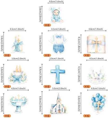 Rsstarxi 60 Pack Edible Baptism Cupcake Toppers Edible Boys God Bless Cake Decorations Christian Cupcake Picks for Religious Baby Shower Boys First Holy Communion Party Cake Decorations Blue