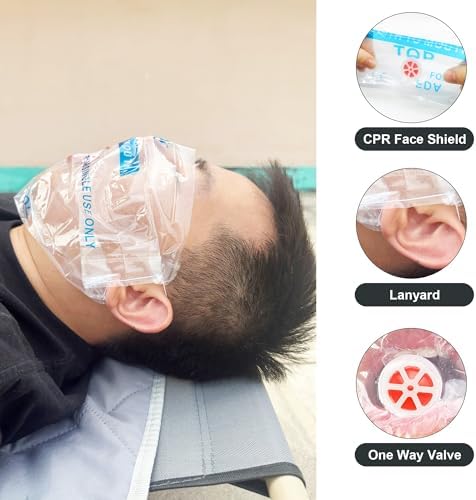 30 Counts CPR Pocket Mask Keychain, CPR Face Shield with One Way Valve Breathing Barrier for First Aid or CPR Training, AED Training(Three Colors)