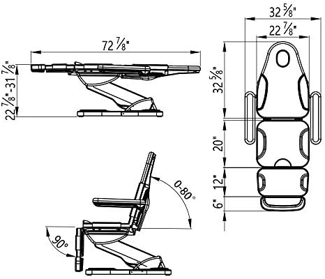 Dir Facial Beauty Bed Medical Aesthetic Tattoo Procedure Bed with 3 Motor Electrical Medical Examination Chair Bellucci in Black