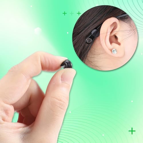 Eyeglasses Temple Grips Retainer, 10 Pairs Silicone Anti Slip Eyewear Retainer Eyeglasses Stopper for Ear Hooks Holder Mini Eyewear Frame Grips for Spectacle, Eyewears, Glasses, Sunglasses, Black