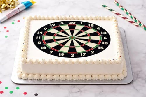 SugarMeLicious Dart Board Cake Image Topper, Dart Game Birthday Cake Decoration, Personalized 1/4 Sheet Edible Cake Banner for Darts Theme Parties and Game Night Celebrations