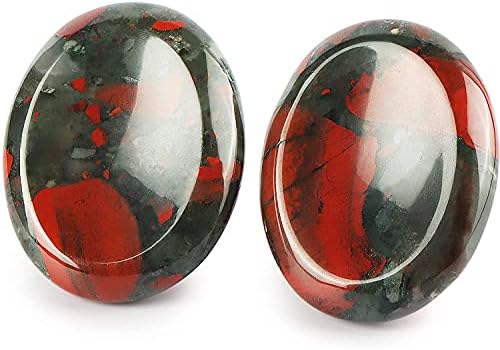 Artistone Africa Bloodstone Thumb Worry Stone Hand Carved Chakra Healing Crystal Pocket Palm Stones for Anxiety Stress Relief Meditation Massage Therapy Geometry Reiki Balancing 2 inch