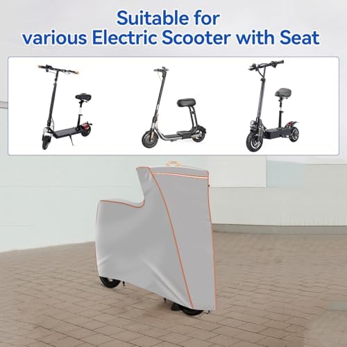 Electric Scooter Cover, 47 x 43 x 8 inches 1680D Oxford Cloth Suitable for Seated and Seatless Models Waterproof And UV -Resistant Dustproof Windproof Protection All Season Universal Fit Silver