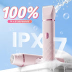 Bikini Trimmer for Women, IPX7 Waterproof, Painless Rechargeable Electric Razor Remover, 2-in-1 Facial & Pubic Hair Removal for Sensitive Skin, Portable Travel Size, Women’s Gift, Pink