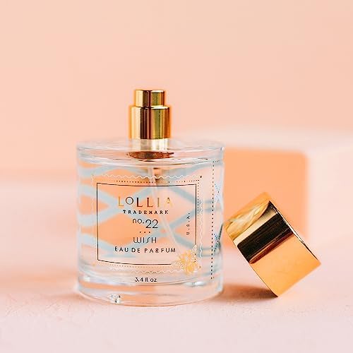 LOLLIA Wish Eau de Parfum, 3.4 fl. oz., Sugar Cane, Vanilla Bean, & Jasmine Scented Beautifully Captivating Perfume, Luxury Long Lasting Women's Fragrance, Self Care Essentials