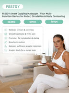 Electric Lymphatic Drainage Massager with Pulse Therapy & Heat – 12-Level Cupping Massage Device for Cellulite Reduction, Body Sculpting, Deep Tissue Pain Relief & Muscle Recovery, White