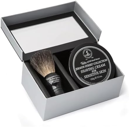 Taylor of Old Bond Street Black Pure Badger Shaving Brush and Jermyn St. Shaving Cream Bowl 150g Gift Set 2 pc shave set