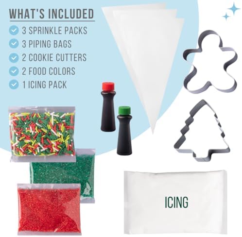 Sweets Indeed Frosting Kit plus Sprinkles Frosting Tubes nozzles 11.71 ounces Perfect for baking and cookie decoarting (Xmas Decorating Kit)