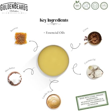 Golden Beards Moustache Wax & Eco Wood Vegan Comb Kit – Medium Hold Wax with Lime Scent & Eco Wood Comb 2.5 in – Handmade, Vegan, Cruelty-Free Moustache Styling Set