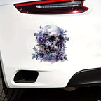 2 PCS Purple Flower Skull Vinyl Decals - Waterproof Removable Stickers for Car, Truck, Bumper,Laptop, Motorcycle - Floral Decorative Sticker (A-215)