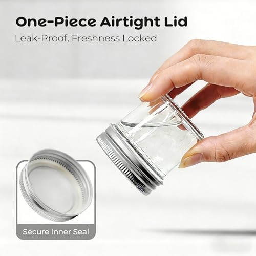 6 Pack Mini Mason Jars 2 oz Glass Jars with Lids, Small Glass Jars for Jam Ginger Shots Honey Spices Wedding Favors, Includes Labels, String & Handmade Tags