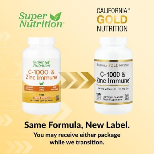 SuperNutrition, C-1000 & Zinc Immune, Seasonal Support Formula*, Antioxidant Protection*, 120 Day Supply (Packaging May Vary)