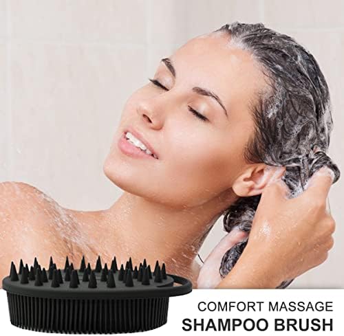 Upgrade Body Scrubber and Hair Shampoo Brush, All in One, Premium Silicone Loofah, Exfoliating Body Brush, Shower Scrubber for Body, Scalp Massager for Women, Men, Pet (1PC Black)
