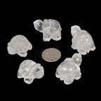 Justinstones Clear Quartz Healing Crystal Guardian Turtle Tortoise Pocket Stone Figurines Carved Gemstone Crafts Home Decor 1.5 inch