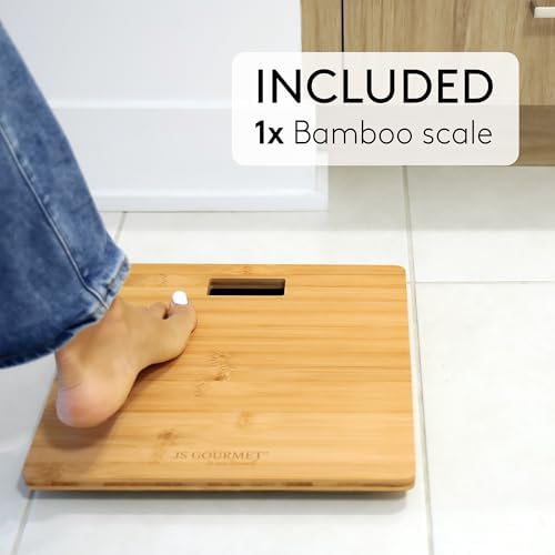 Wooden Bamboo Bathroom Body Weight Scale with Digital LCD Display, Maximum Capacity of 396 lbs, Adding a Stylish & Modern Touch to Your Toilet