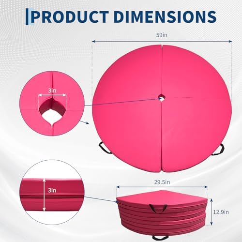 Pole Dance Crash Mat 59"x 3", Foldable Pole Dance Mat with Pu Cover, 3" Hole and EPE Foam for Pole Dancing