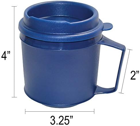 Rehabilitation Advantage Insulated Plastic Mug with Tumbler Lid (8oz), Blue, Non-Weighted