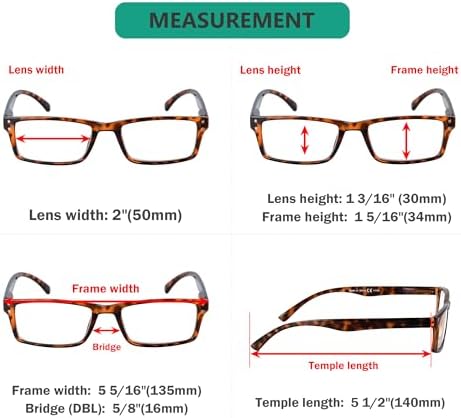 Eyekepper Spring Hinge 5-pack Retro Style Reading Glasses Tortoise