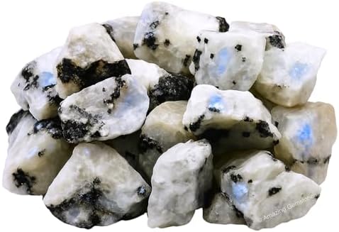 Amazing Gemstone Rainbow Moonstone Raw Crystals and Healing Stones, Natural Rocks For Tumbling - DIY Raw Stones And Crystals (1 Piece)
