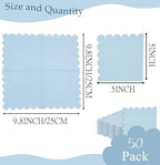HEIPINIUYE 50 Pieces 2-ply Light Blue Napkin Disposable Scalloped Cocktail Napkins Beverage Napkins Dessert Napkins Paper Napkins for Wedding Birthday Party Paper Dinner Napkins