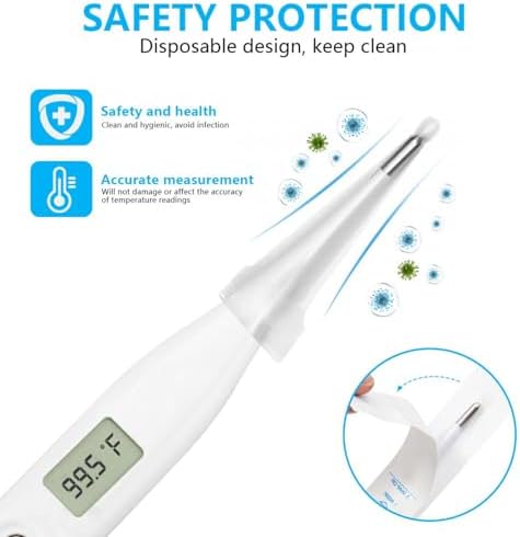 SenseYo 100 Pcs Disposable Digital Thermometer Probe Covers Sleeve Clear Temperature Sheath Sleeves Cover for Oral, Armpit, Rectal Thermometer