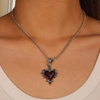 1pcs Dark Gothic Punk Butterfly Cross Metal Necklace Vintage Accessories Women and Man Heart Pendant Necklace Gifts,Chain45cm