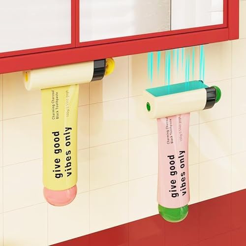 Wall Mounted Magnetic Toothpaste Squeezer,Toothpaste Seat Tube Squeezing Aids,for Various Tube Based Cosmetics and Sauces Squeezer Rollers,1 Pieces,White.