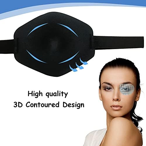 2PCS Eye Patches,AMZVIO 3D EyePatch for Adults,Adjustable Medical Eyepatch for Left or Right eye, Large Soft Eye patch for Lazy Eye, Black(Large Size)