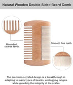 4 Pack Double-Sided Pocket Comb, Wooden Dual Action Beard and Mustache Comb Set with Leather Cases for Beards and Mustaches, Everyday Styling Comb For Detangling Knots, Beard Care & Grooming