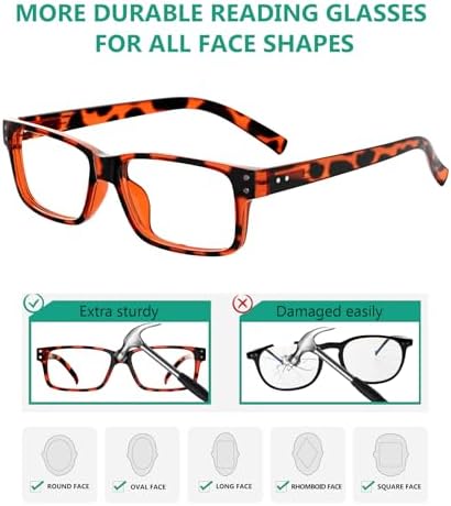 Eyekepper Vintage Reading Glasses for Men - 3 Pairs Black and 2 Pairs Tortoise - Spring Hinges Classic Readers +2.50