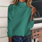 Women Fall Sweaters Long Sleeve Turtleneck Cotton Pullover Loose Fit Tops Casual Solid Jumper Fashion Comfy Clothes