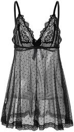 Sexy lingerie Lace Babydoll Chemise, Black, Women's Sleepwear S-5XL