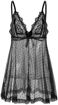 Sexy lingerie Lace Babydoll Chemise, Black, Women's Sleepwear S-5XL