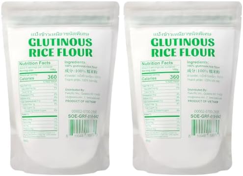 Soeos Glutinous Rice Flour 32 Ounce (Basic), Rice Flour for Baking or Cooking, All Natural White Rice Flour, Vegan, Gluten-Free