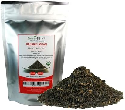 Greenhilltea, Organic Assam (TGFOP) Black teaWith Tippy and Flowery premium loose leaves tea packed in resealable zip lock foil bag 4 OZ