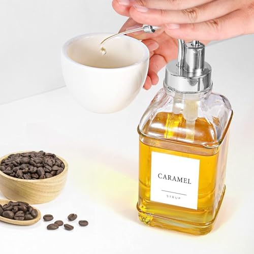 36PCS Coffee Syrup Labels,Minimalist Preprinted Coffee Syrup Stickers for Coffee Station,Waterproof White Coffee Bar Labels for Syrup Bottle & Dispenser Organization(2.5"x2.5")