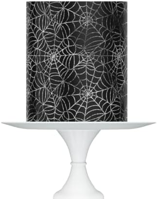 Spider Web Pattern Cake Wrap, Black and White Edible Icing Sheet, 10x8 Inch