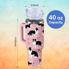 40oz Border Collie Dog Tumbler with Handle and Straw, Cute Stainless Steel Insulated Cup with Lid and Straw, Travel Coffee Mug Water Bottle, Birthday Mothers Day Gifts for Women Men Animal Lovers