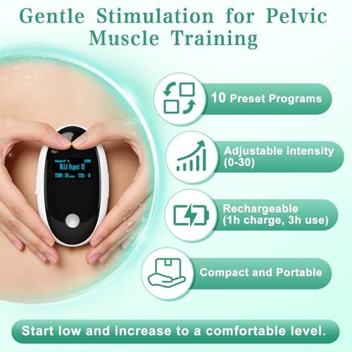 Pelvic Floor Exercise Devices, Rechargeable Kegel Exerciser Pelvic Floor Muscle Trainer Woman for Incontinence Stimulator, Bladder Control & Postpartum Recovery, Strengthens Deep Muscles