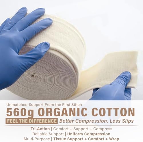 EVERLIT 560D Cotton Blend Elasticated Tubular Support Bandage | Latex-Free, Extra-Thick Breathable Stockinette for Arm, Knees, Legs | Moderate to High Compression for Sensitive Skin | 4" x 11 yd
