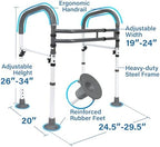 Vaunn Medical Deluxe Adjustable and Foldable Toilet Safety Frame, Bathroom Handrail Assist Grab Bar Handle (Gray, Adjustable Width and Height)