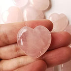 4 Pcs Natural Rose Quartz Love Heart Palm Stone Reiki Balancing Worry Stone(1 Inch)