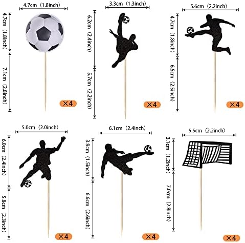 24 Pack Soccer Cupcake Toppers Glitter Soccer Ball Cupcake Picks Sport Football Theme Birthday Party Baby Shower Cupcake Decorations Kids Boys Men Birthday Party Favors Supplies