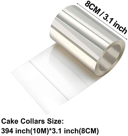 Gutsdoor 3.1 x 394inch Cake Collars, Acetate Rolls, Clear Cake Mousse Strips,Transparent Cake Rolls,Cakes Acetate for Chocolate Mousse Baking & Decorating