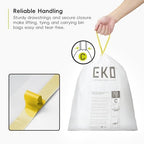 EKO Size C Bin Liners For Kitchen Bins - Extra Strong with Drawstring Tie Handles - 10-15 Litre Capacity - 20 Bags, White